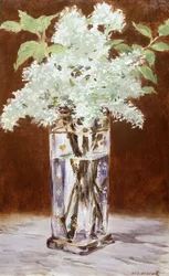 Weißer Flieder in einer Kristallvase, 1882